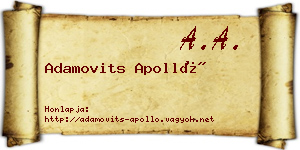 Adamovits Apolló névjegykártya
