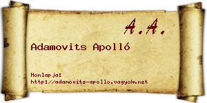 Adamovits Apolló névjegykártya