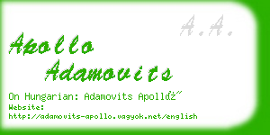apollo adamovits business card